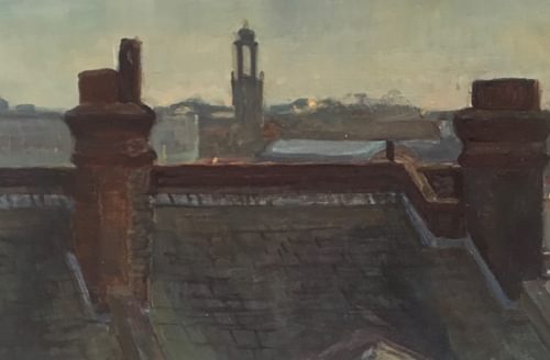 David Caldwell Painting of Roof Tops