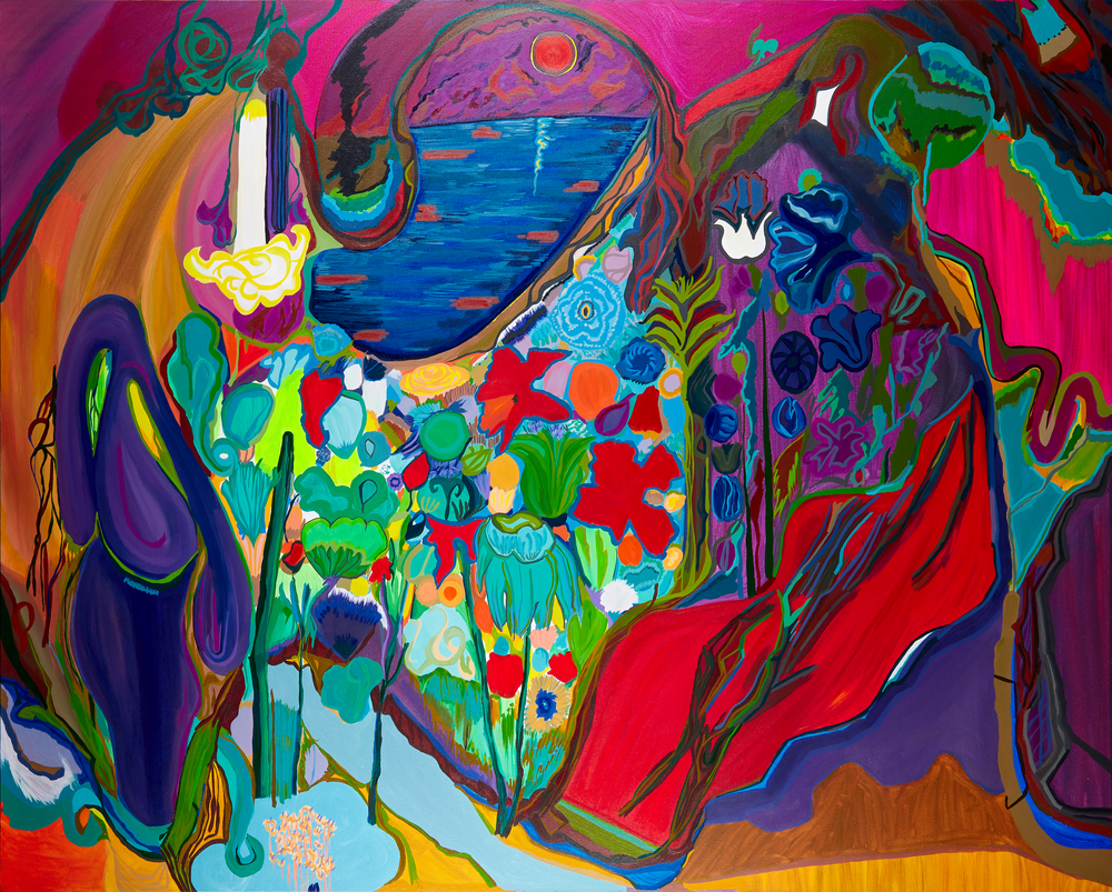 Ozlem Thompson Summer on the French Riviera 122x153 cm Acrylic on Canvas 2020
